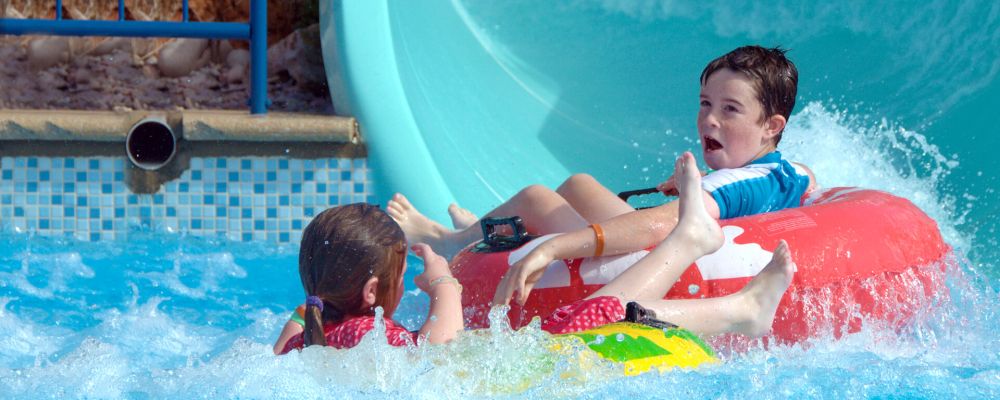 Kids on waterslide